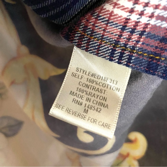 Aratta Silent Journey Womens Plaid Shirt Unique back Design size M Anthropology - Picture 11 of 16